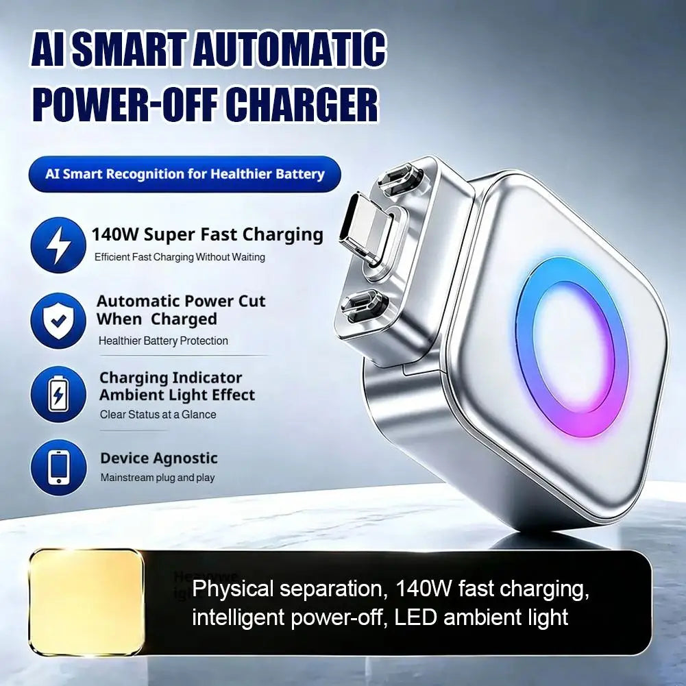 Smart Full Charge Auto Disconnect Type-C Adapter (140W) – Protect Your Battery