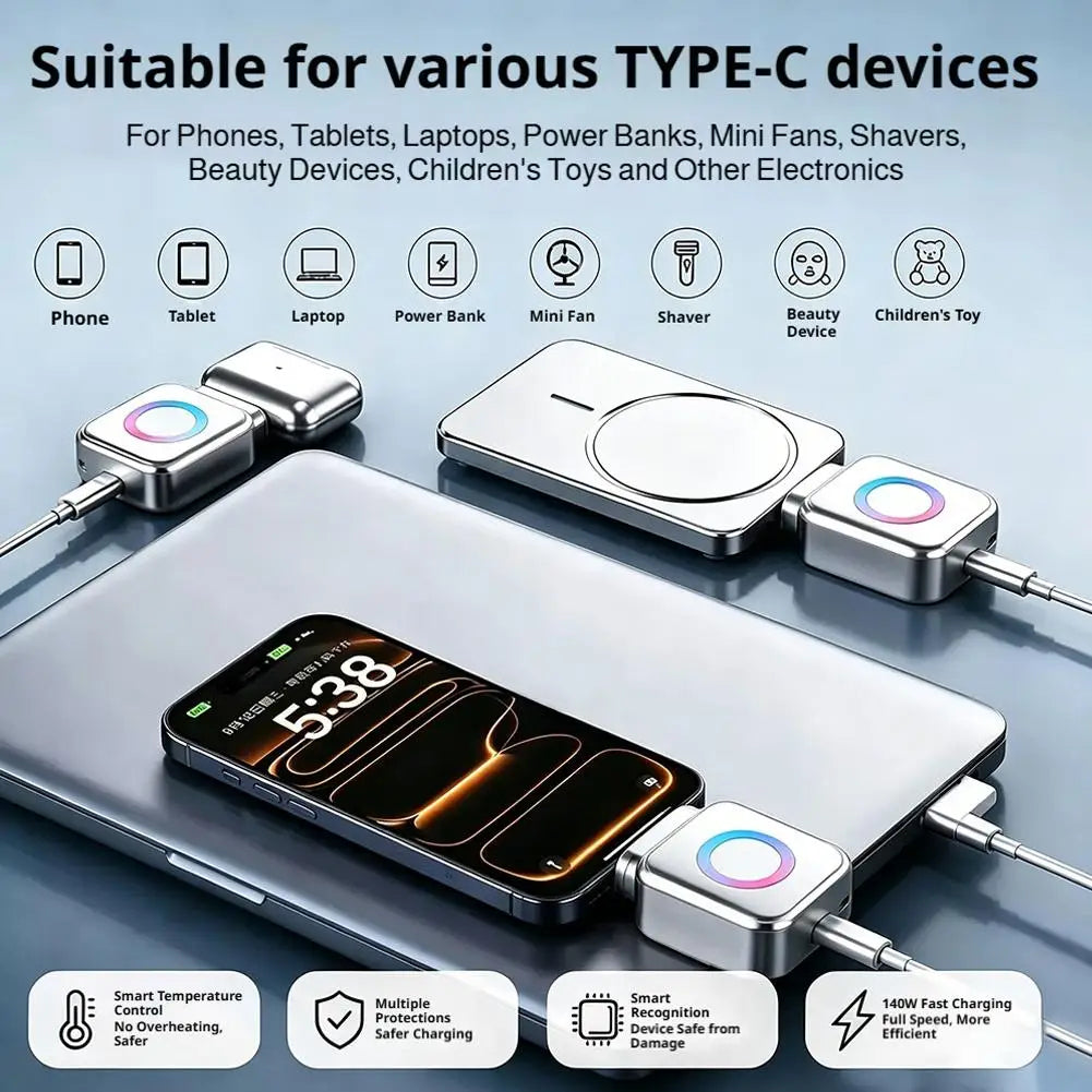 Smart Full Charge Auto Disconnect Type-C Adapter (140W) – Protect Your Battery