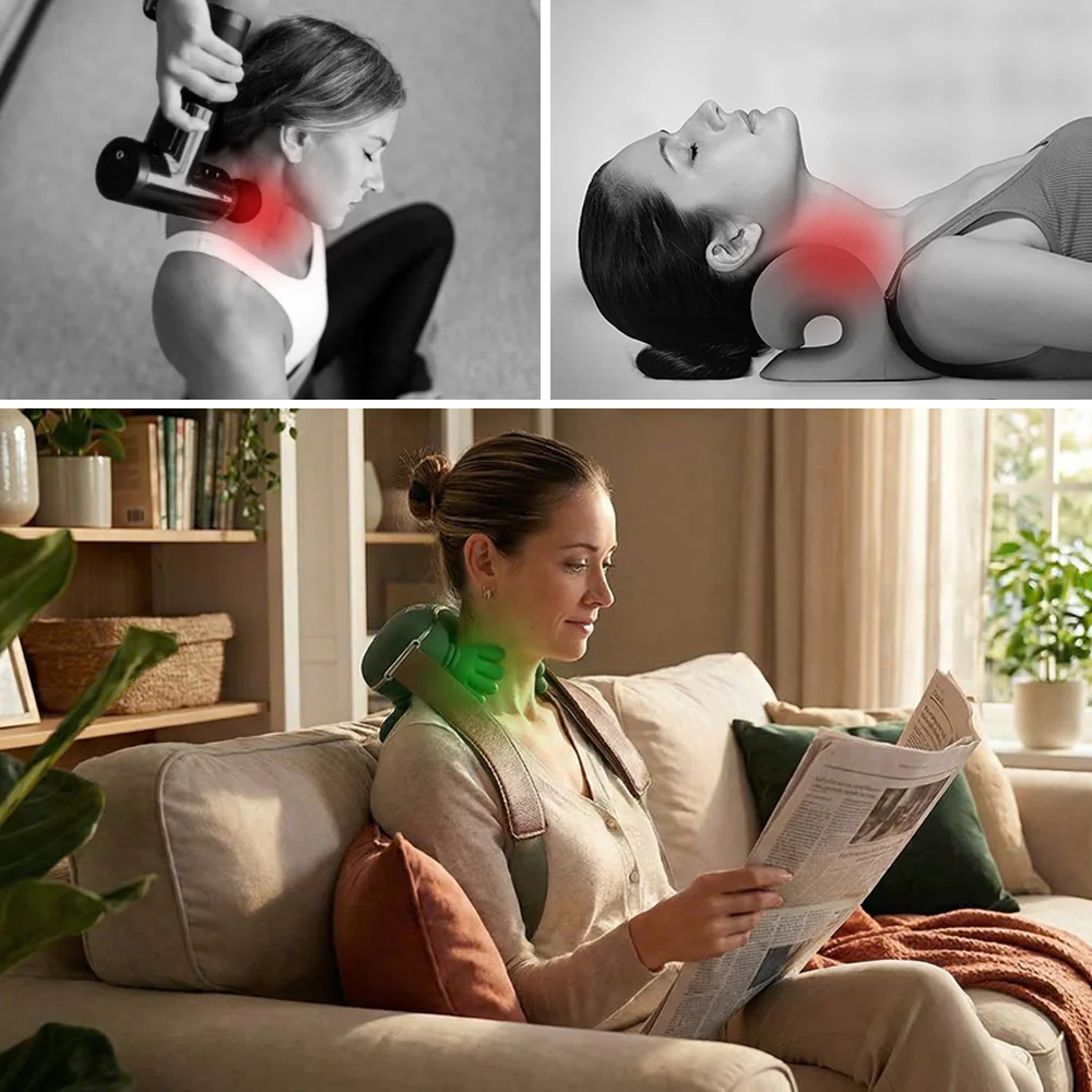 Rechargeable 3-in-1 Neck Massager for Muscle Relaxation & Pain Relief