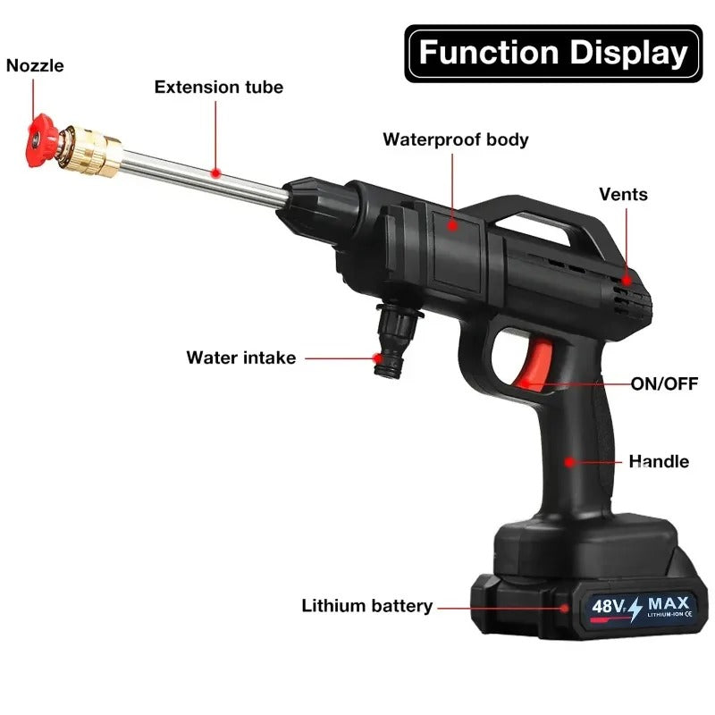 Portable Cordless Pressure Washer for Car - Double 48V Rechargeable Battery