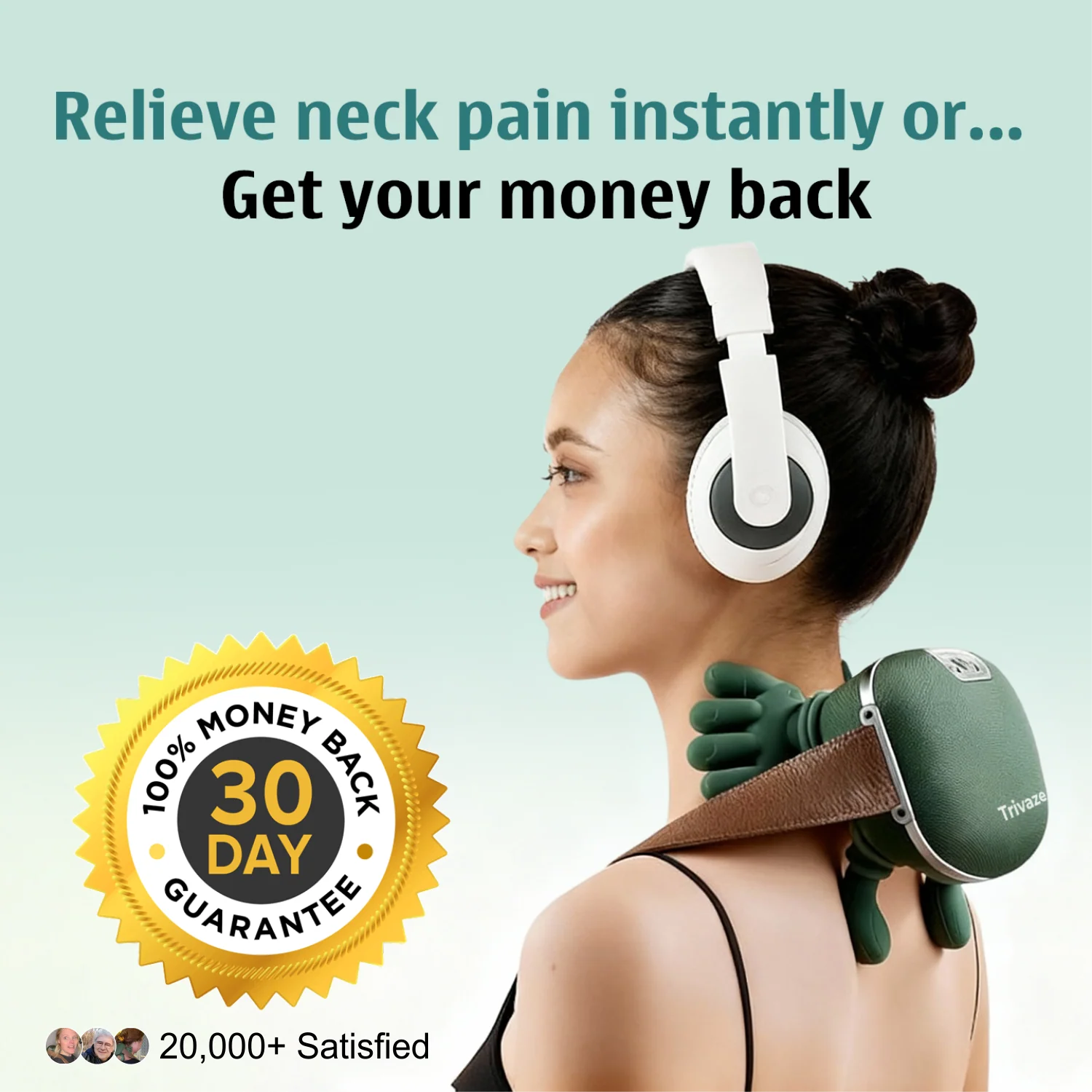 Rechargeable 3-in-1 Neck Massager for Muscle Relaxation & Pain Relief